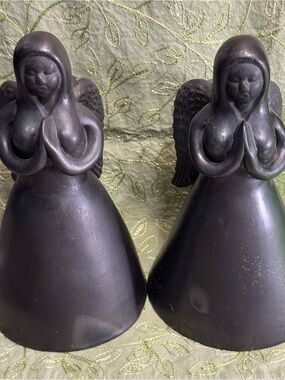 Mexican Folk Art Oaxaca Angel candle holder pair